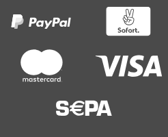 Zahlungsmöglichkeiten im Shop: PayPal, Klarna, Visa, Mastercard, Kreditkarte, Überweisung, Vorkasse, Lastschrift